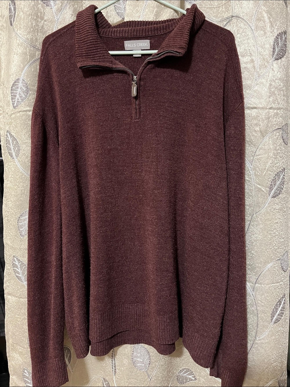 Falls Creek Men's/Burgundy Half-Zip Sweater